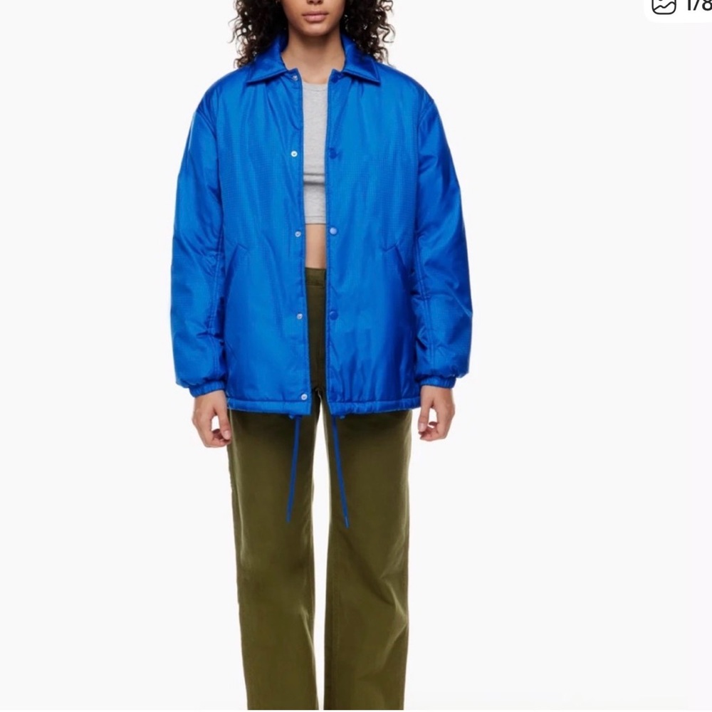 Aritzia TNA Coaches Blue Bomber Jacket